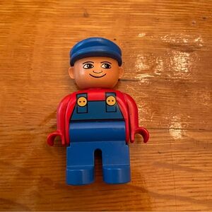 Lego Duplo Red Shirt Blue Hat and Overalls Minifigure